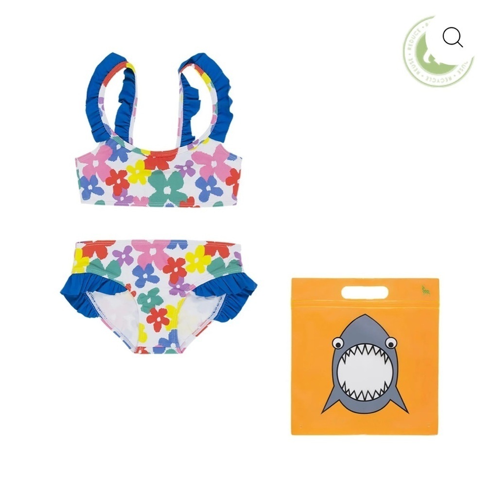 Colorful Floral Bikini Set with Shark Bag by Stella McCartney